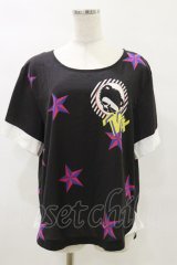 MALKOMALKA / プリントトップス  黒×白 H-25-05-17-051-PU-TO-KB-ZH
