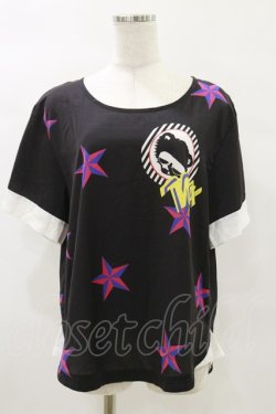 画像1: MALKOMALKA / プリントトップス  黒×白 H-25-05-17-051-PU-TO-KB-ZH