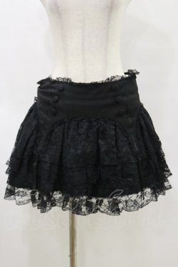 画像1: SEXY DYNAMITE LONDON / ガーター風レースフリルスカート M 黒 H-25-05-17-068-PU-SK-KB-ZH