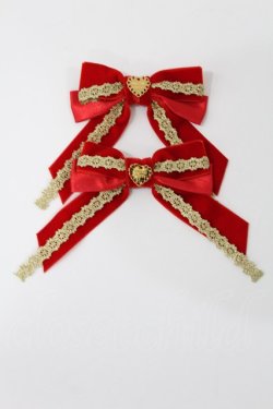 画像1: Angelic Pretty / レースハートチャームベルリボンクリップSet  レッド H-25-05-17-1035-AP-AC-NS-ZH