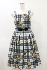 Emily Temple cute / Teddy Bear Tartanノースリーブワンピース  オフ白 H-25-05-17-074-ET-OP-KB-ZT210