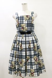 Emily Temple cute / Teddy Bear Tartanノースリーブワンピース  オフ白 H-25-05-17-074-ET-OP-KB-ZT210