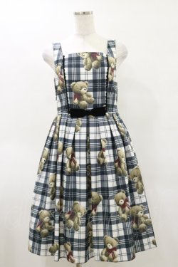 画像1: Emily Temple cute / Teddy Bear Tartanノースリーブワンピース  オフ白 H-25-05-17-074-ET-OP-KB-ZH