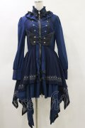 OZZ ANGELO / 薔薇刺繍ナポレオンワンピース  紺 H-25-05-17-076-OO-OP-KB-ZH