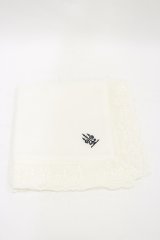Moi-meme-Moitie / タイニーローズレース燭台刺繍スカーフ  白×黒刺繍 H-25-05-17-003-MO-ZA-KB-ZH
