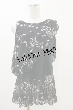 画像1: HYSTERIC GLAMOUR / 蝙蝠ジョーゼットアシメタンク  黒 H-25-05-17-021-PU-TO-KB-ZH