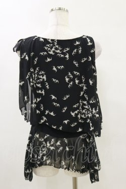 画像2: HYSTERIC GLAMOUR / 蝙蝠ジョーゼットアシメタンク  黒 H-25-05-17-021-PU-TO-KB-ZH
