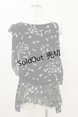 画像2: HYSTERIC GLAMOUR / 蝙蝠ジョーゼットアシメタンク  黒 H-25-05-17-021-PU-TO-KB-ZH