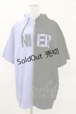 画像1: NieR Clothing / 半袖ZIPパーカー  2TONE(パープル×ブラック) H-25-05-17-029-PU-TO-KB-ZH