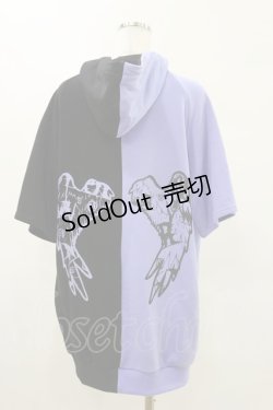 画像2: NieR Clothing / 半袖ZIPパーカー  2TONE(パープル×ブラック) H-25-05-17-029-PU-TO-KB-ZH