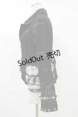 画像3: H jelly / ストライプ切替フリルジャケット  黒 H-25-05-18-041-HN-JA-KB-ZH