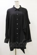 MiDiom / Ruffle Frill Big Shirt  ブラック H-25-05-18-043-PU-BL-KB-ZH