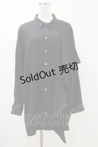 MiDiom / Ruffle Frill Big Shirt  ブラック H-25-05-18-043-PU-BL-KB-ZH