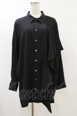 画像1: MiDiom / Ruffle Frill Big Shirt  ブラック H-25-05-18-043-PU-BL-KB-ZH