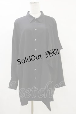 画像1: MiDiom / Ruffle Frill Big Shirt  ブラック H-25-05-18-043-PU-BL-KB-ZH
