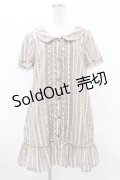 axes femme / ストライプドットワンピース M アイボリー/ブラウン H-25-05-18-1039-AX-OP-NS-ZH