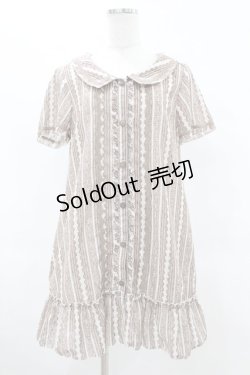 画像1: axes femme / ストライプドットワンピース M アイボリー/ブラウン H-25-05-18-1039-AX-OP-NS-ZH