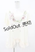 axes femme / 花柄シフォンフリルトップス M アイボリー H-25-05-18-1046-AX-TO-NS-ZH