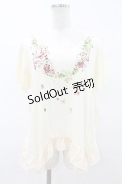 画像1: axes femme / 花柄シフォンフリルトップス M アイボリー H-25-05-18-1046-AX-TO-NS-ZH
