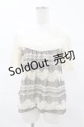 axes femme / レースボーダートップス M アイボリー H-25-05-18-1047-AX-TO-NS-ZH