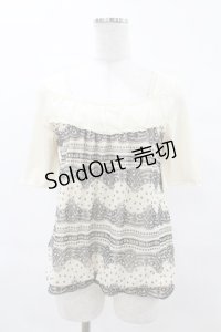 axes femme / レースボーダートップス M アイボリー H-25-05-18-1047-AX-TO-NS-ZH