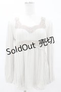axes femme / ベロア切替トップス M アイボリー H-25-05-18-1049-AX-TO-NS-ZH