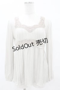 axes femme / ベロア切替トップス M アイボリー H-25-05-18-1049-AX-TO-NS-ZH