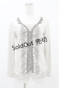 axes femme / 裾レースプルオーバー M アイボリー H-25-05-18-1050-AX-TO-NS-ZH
