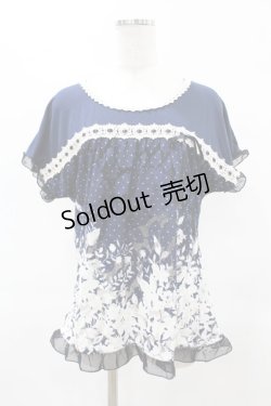 画像1: axes femme / 花柄ドットトップス M ネイビー H-25-05-18-1056-AX-TO-NS-ZH