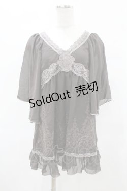 画像1: axes femme / ローズレースシフォンブラウス M ブラウン H-25-05-18-1057-AX-BL-NS-ZH