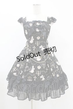 画像1: BABY,THE STARS SHINE BRIGHT / 天使が囁く聖夜の旋律柄ミカエルジャンパースカート Free ブラック H-25-05-18-1030-BA-OP-NS-ZH