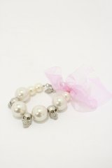 MILK / スカルパールブレスレット  シルバースカル×ピンクリボン H-25-05-18-012-ML-AC-KB-ZH