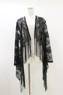 画像1: DARK IN LOVE / Black tasseled cape with kimono sleeves F 黒 H-25-05-18-019-PU-TO-KB-ZH