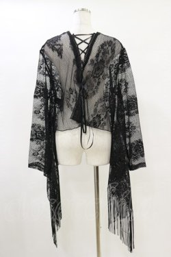 画像2: DARK IN LOVE / Black tasseled cape with kimono sleeves F 黒 H-25-05-18-019-PU-TO-KB-ZH