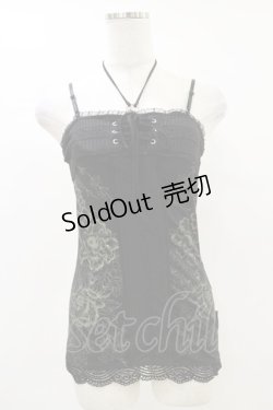 画像1: Ozz oneste / カップ付きホルターキャミ  黒 H-25-05-18-024-OO-TO-KB-ZH