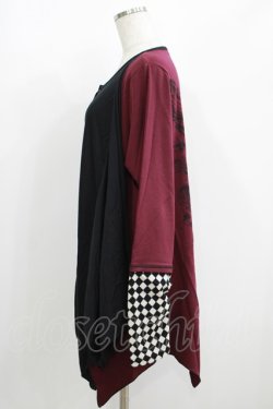 画像2: ALGONQUINS / バックプリントボタンカーデ F ワイン×黒 H-25-05-19-028-AL-TO-KB-ZH