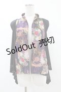 Qutie Frash / 和柄切替ジレ  黒 H-25-05-19-1041-QU-TO-KB-ZH