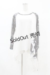 Qutie Frash / 和柄ラグランカットソー  白 H-25-05-19-1044-QU-TO-KB-ZH