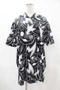 NieR Clothing / 総柄半袖プルパーカー  黒×白 H-25-05-19-1045-PU-TO-KB-ZH