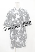 NieR Clothing / 総柄半袖プルパーカー  黒×白 H-25-05-19-1045-PU-TO-KB-ZH