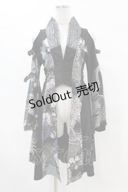 画像1: Qutie Frash / 肩開き着物カーディガン  黒 H-25-05-19-1051-QU-TO-KB-ZH