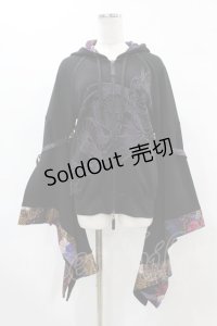 Qutie Frash / 着物パーカー  黒 H-25-05-19-1052-QU-TO-KB-ZH