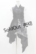Qutie Frash / 和柄オーバーイレギュラーベスト  黒 H-25-05-19-1035-QU-TO-KB-ZH