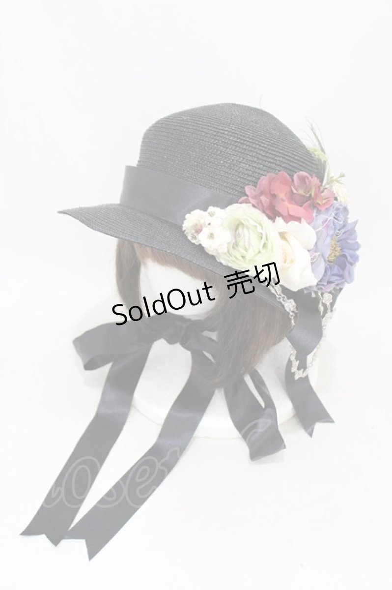 画像1: 【SALE】Triple fortune / フェザーコサージュHAT  ブラック H-25-05-19-1005-EL-AC-KB-ZTK025 (1)