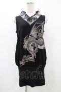 Qutie Frash / 着物衿ノースリーブチュニ  黒 H-25-05-19-1038-QU-TO-KB-ZH