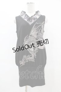 Qutie Frash / 着物衿ノースリーブチュニ  黒 H-25-05-19-1038-QU-TO-KB-ZH