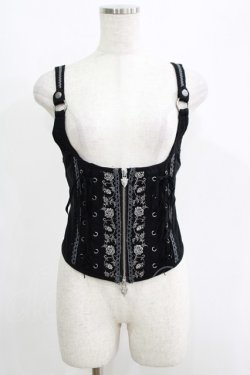 画像1: Ozz oneste / 薔薇刺繍ホルタービスチェ  黒 H-25-05-19-052-OO-TO-KB-ZH