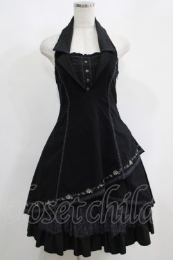 画像1: Ozz oneste / 薔薇刺繍ホルターワンピース  黒 H-25-05-19-006-OO-OP-KB-ZH