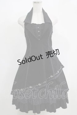 画像1: Ozz oneste / 薔薇刺繍ホルターワンピース  黒 H-25-05-19-006-OO-OP-KB-ZH