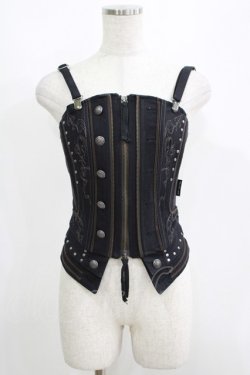 画像1: Ozz Croce / 刺繍コルセットビスチェ  黒 H-25-05-19-054-OO-TO-KB-ZH